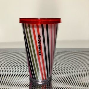 STARBUCKS MULTI-COLORED STRIPED Cold Cup TUMBLER  NO STRAW